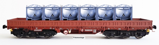 NPE Modellbau NW52060 - TT - Niederbordwagen mit Chemietanks Buna, DR, Ep. IV